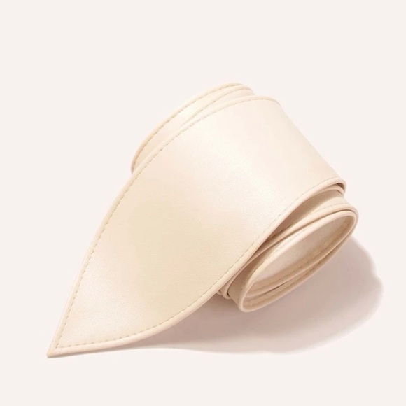 Apricot Women Wide Corset Faux Leather Wrap Around Tie Belt - Picture 6 of 7